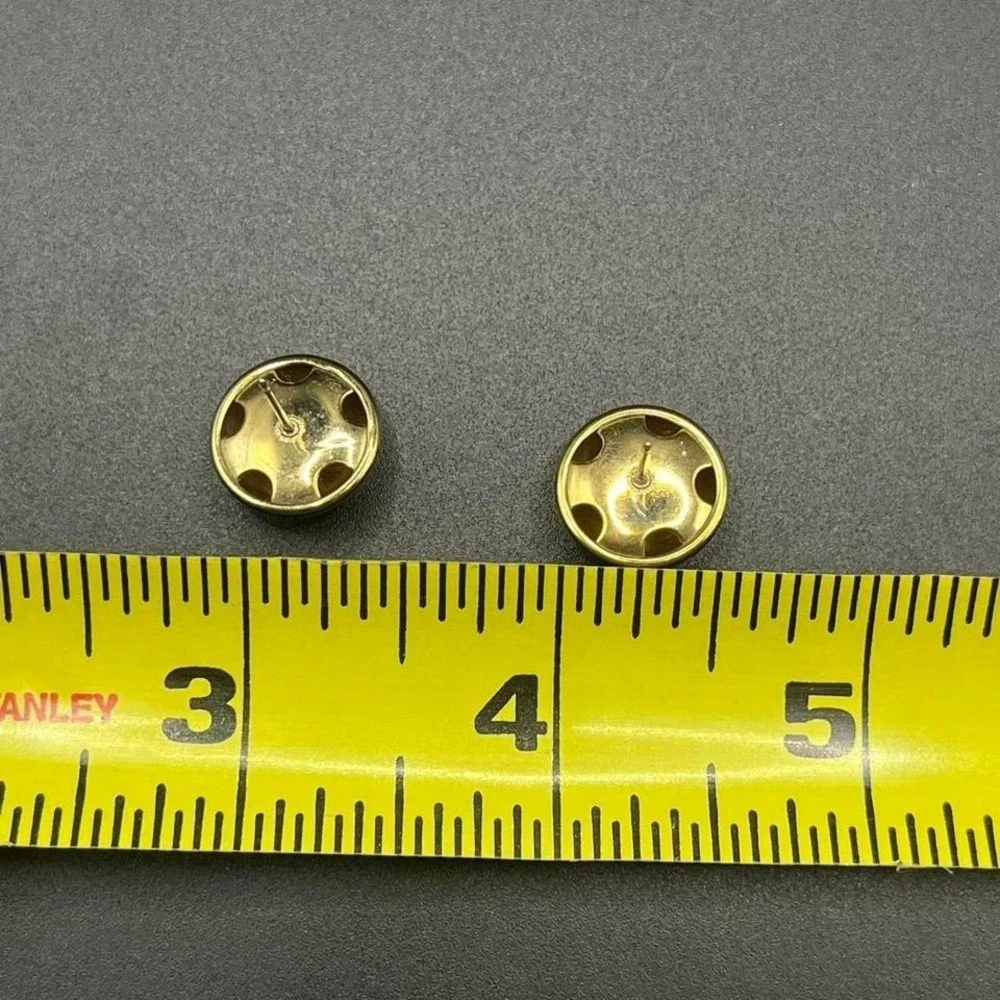 Vintage 80s Gold Plated Button Stud Earrings Dome Retro Classic